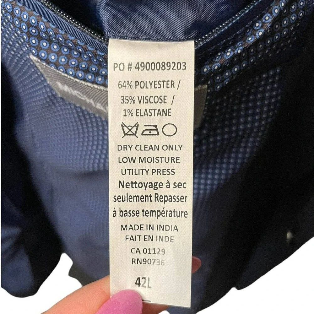 Michael Kors Mens Navy Blue Sport Coat Blazer Jacket Size 42L